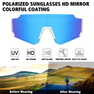 Polarized Sports Sunglasses for Men Women,Driving Fishing Cycling Mountain Bike Sunglasses UV400 Protection