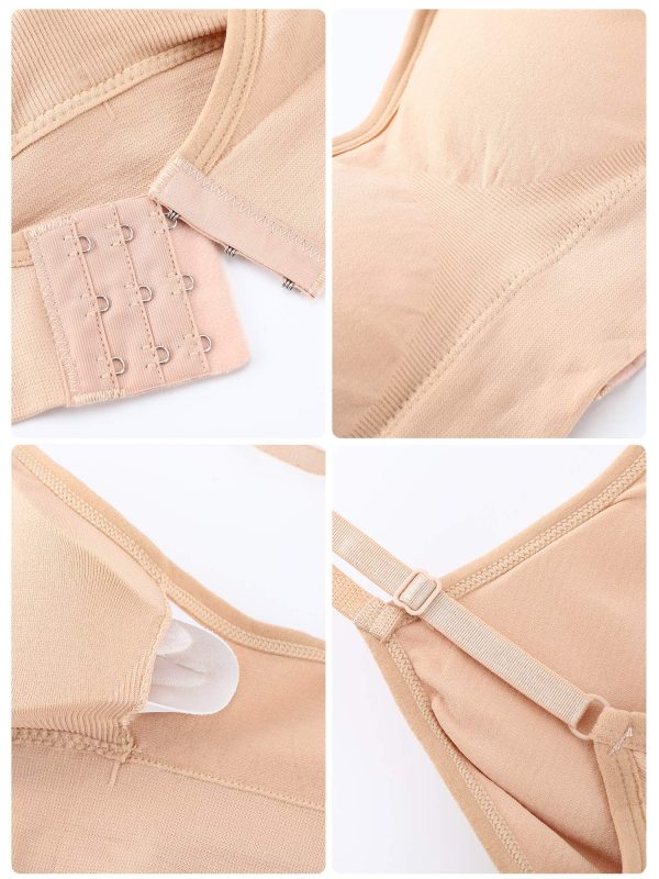 91-3IUqT58L.jpg 4 Pieces Neck Bralettes Wireless Cami Bra Tank Top Bra Sports Bra for Women Girls (Black, Brown, Army Green, White,Small)