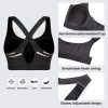 Womens Zip Front High Impact Sports Bra - Molded Cup Adjustable Convertible Straps Wireless Workout Yoga Crop Top