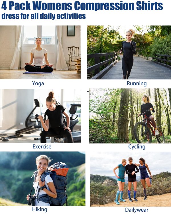 91GXqpFS4DL.jpg 4 Pack Women's Compression Shirt Long/Short Sleeve Performance Workout Baselayer Athletic Top Gym Sports Gear
