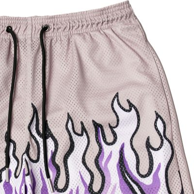 Mens Flame Graphic Basketball Shorts Cool Retro Running Athletic Shorts Drawstring Waist Casual Track Shorts
