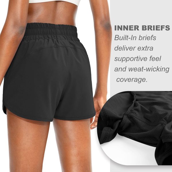 91rTryEdUL.jpg Women's Running Shorts with Zip Pockets High Waisted Athletic Workout Gym Shorts for Women with Liner