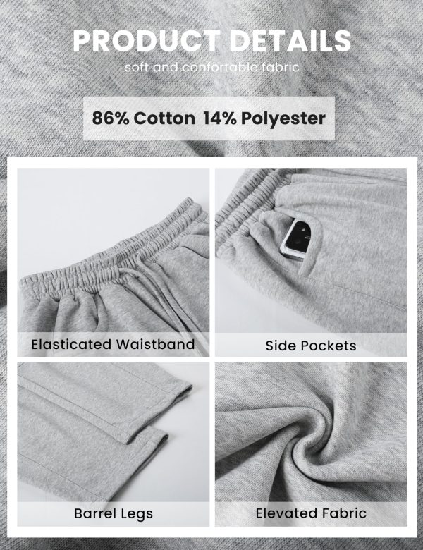 91w7PXtHC6L.jpg Women's Barrel Leg Sweatpant Drawstring Elastic Waisted Wide Leg Pants Casual Cotton Palazzo Trousers with Pockets