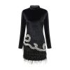 Blacks Long-sleeveds Skirts with Diamonds Highs Waist Thin and Hip Dinner Dress