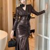 Women's Vintage Elegant Sweet Sparkly Evening Dress V-Neck Long Skinny Party Prom Maxi Dresses