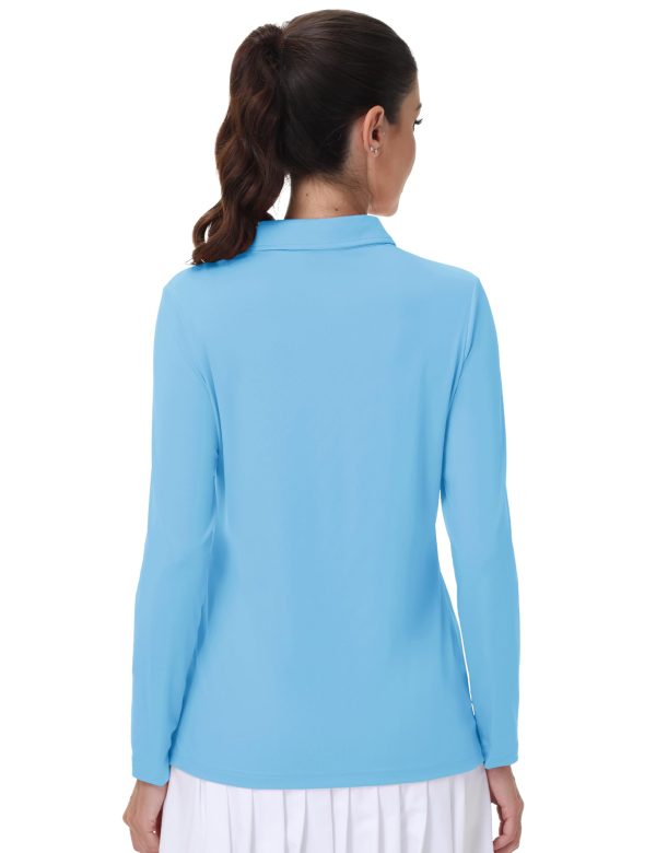 Women's Polo Shirts Long Sleeve Golf T Shirt Quick Dry UPF 50+ Sun Protection Lightweight Athletic Tennis Shirts