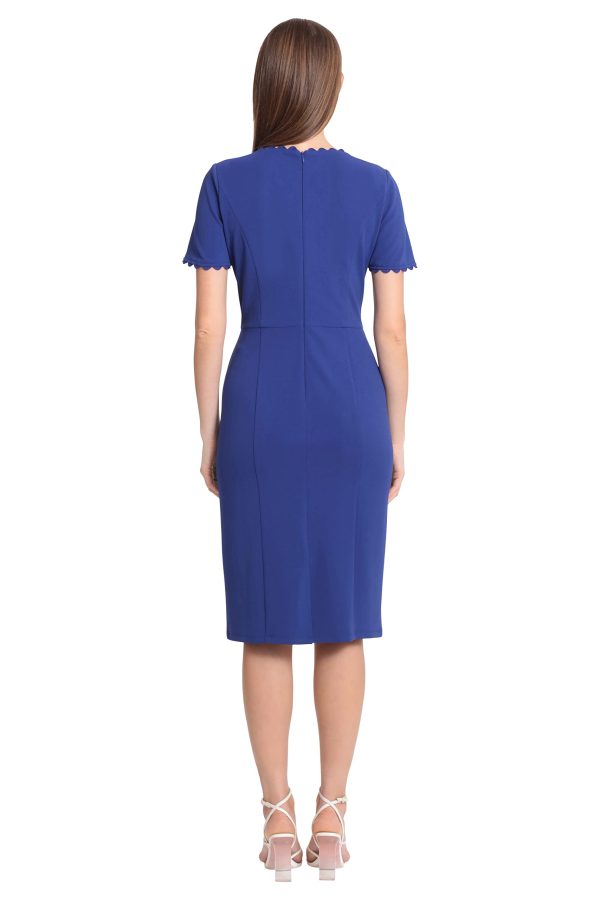 Women's Scallop Trim V-Neck and Short Sleeve Desk to Dinner Office Workwear Event Occasion Guest of