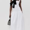 Women's Smocked-Waist Poplin Midi Skirt