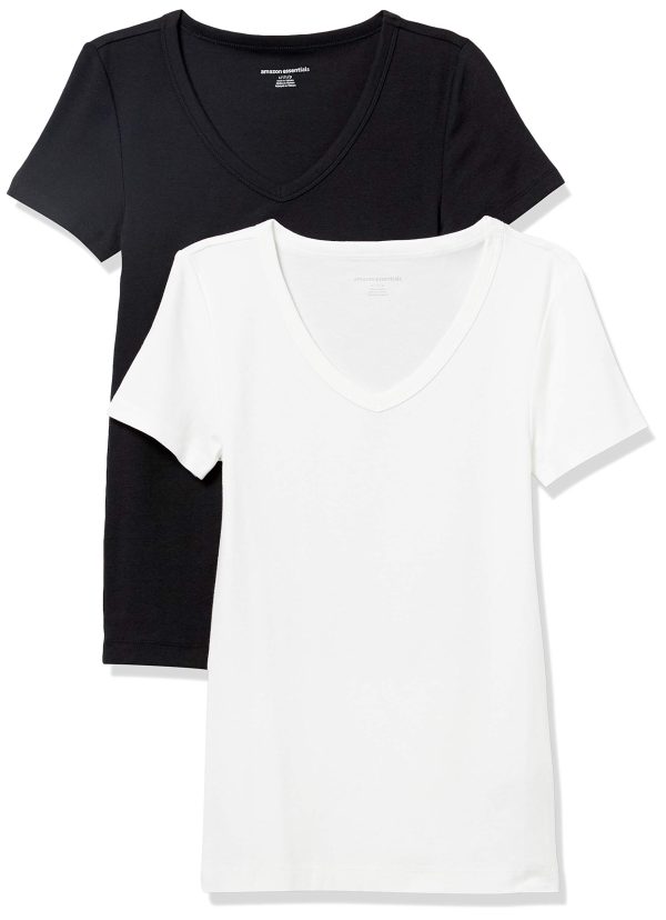 Women's Slim-Fit Short-Sleeve V-Neck T-Shirt, Pack of 2