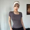 5 Pack Short Sleeve for Womens Square Neck T Shirts Fashion Casual Basic Tees Tops Summer Outfits Clothes 2025