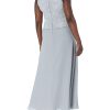 Women's Sleeveless Scallop Long Beaded Dress W/Scarf