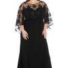 Womens Plus Sequined Long Evening Dress