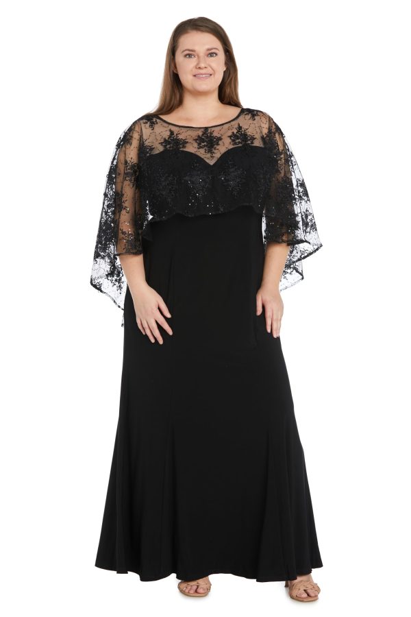 Womens Plus Sequined Long Evening Dress
