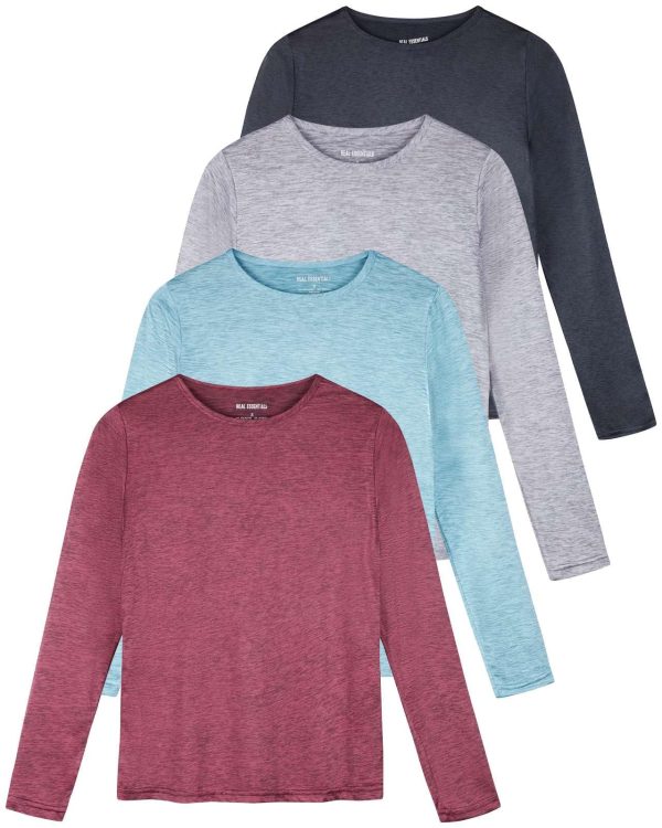 4 Pack: Women's UPF 50+ Quick Dry Fit Sun Shirts Long Sleeve UV SPF Hiking Top Outdoor (Available in Plus)