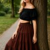 Women's 25 Yard Cotton Gypsy Belly Dance 4-Tiered A-Line Pleated Maxi Long Boho Dance Tribal Skirt
