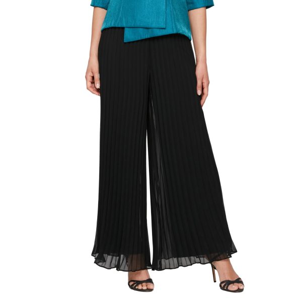 Women's Wide Leg Chiffon Dress Pant for Mother of The Bride, Elegant Party Outfit (Petite and Regular Sizes)