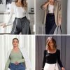 Womens Tops Ribbed Scoop Neck Knit Slim Fitted Casual Basic Tee Shirts for Women Fashion Trendy 2025