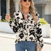 Womens Tops Dressy Casual Long Sleeve Business Shirts V Neck Pleated Work Blouses Loose Fit Fall Trendy Knit Top