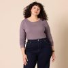 Women's Scoop Back Long Sleeve Slim-Fit Rib-Knit T-Shirt, Pack of 2