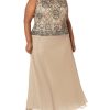 Women's Plus Size Long Sleeveless Antique Dress with Scarf