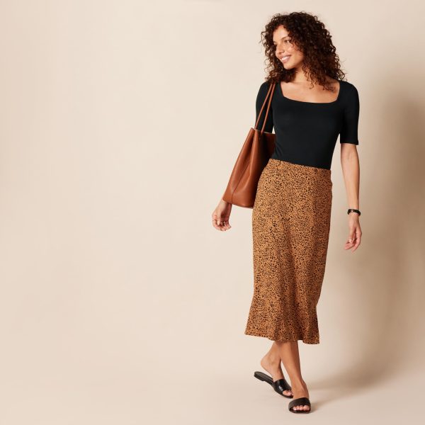 Women's Slim-Fit Half Sleeve Square Neck T-Shirt