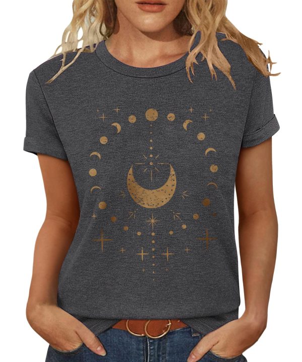 T Shirts for Women Crewneck Boho Flowers Wildflowers Graphic Tees 2025 Summer Cute Shirts Short Sleeve Tops