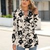 Womens Tops Dressy Casual Long Sleeve Business Shirts V Neck Pleated Work Blouses Loose Fit Fall Trendy Knit Top